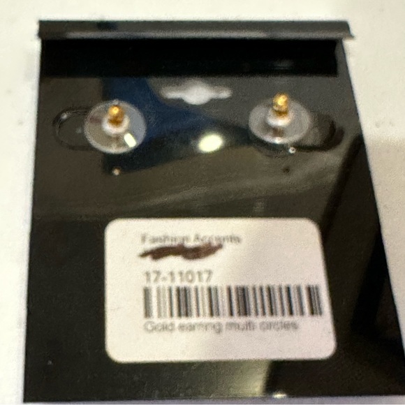 NWT 2 Pair of Fashion Accents Earrings gold tone - open link chain, multi-circle - Picture 6 of 9